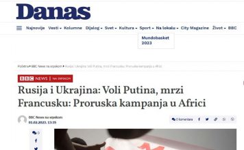 # EODE PRESS OFFICE/ REVUE DE PRESSE – PRESS REVIEW – ГАЗЕТА/ RUSIJA I UKRAJINA: VOLI PUTINA, MRZI FRANCUSKU: PRORUSKA KAMPANJA U AFRICI (DANAS, CROATIA)