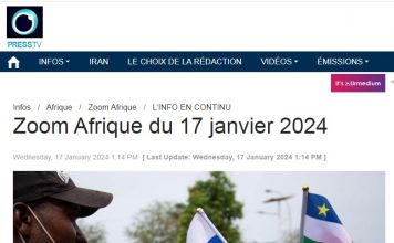 # CENTRAFRICA-NEWS-TV/ LA CENTRAFRIQUE SUR LE ZOOM AFRIQUE DE PRESS TV DU 17 JANVIER : RCA : BANGUI SOUHAITE ACCUEILLIR UNE BASE MILITAIRE RUSSE